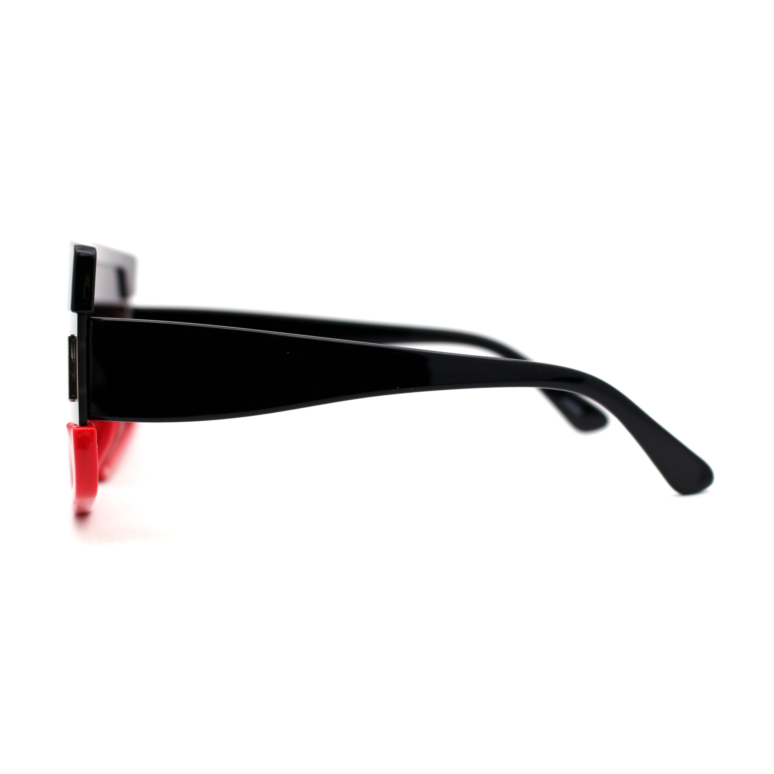 Womens 80s Flat Top Thick Plastic Shield Sunglasses Black  display picture 2