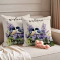 thumbnail image 2 of Flowers Bird Outdoor Waterproof Pillow Covers, Vintage Lavender Purple Botanical Leaf Decorative Square Throw Pillowcase Sofa Cushion Sham for Patio/Couch/Chair, 24"x24" 2 Pack, 2 of 8