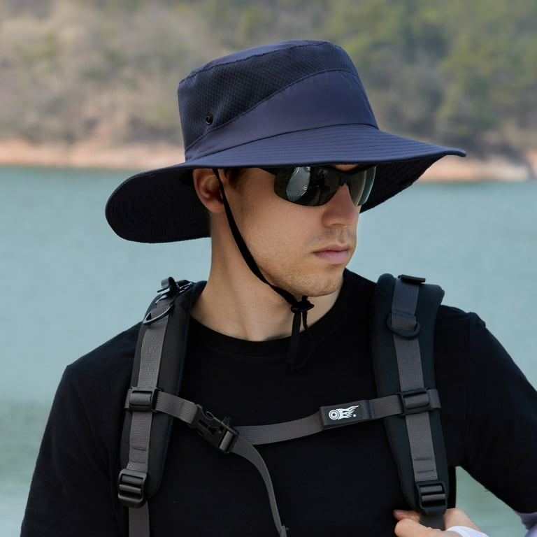 JRabbit Football Gadgets Mens and Womens Sunscreen Fisherman Hat Outdoor Mountaineering Fishing Sunshade Hat Breathable Sun Hat Fishing Hat Dark Blue