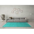 thumbnail image 3 of Ahgly Company Machine Washable Indoor Rectangle Solid Turquoise Blue Modern Area Rugs, 5' x 7', 3 of 4