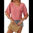 thumbnail image 1 of Blusa Informal Elegante de con Cuello en V para Mujer, 1/2, Verano 2025 Rojo Ladrillo M, 1 of 10
