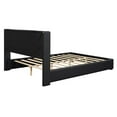 thumbnail image 7 of Queen Bed Frame with Button Tufted Headboard, PU Upholstered Platform Bed with Metal Strips and Wooden Slat Support, Noise Free, No Box Spring Needed, Easy Assembly, Black, 7 of 7