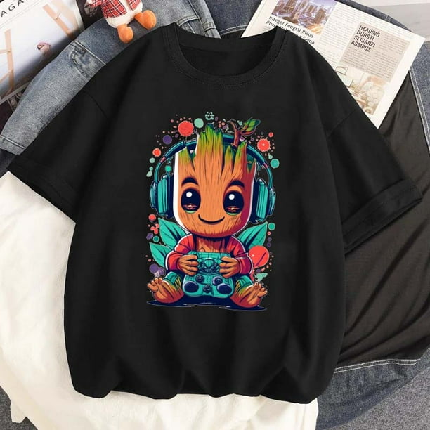 Camisetas con estampado de Marvel Baby Groot para mujer ropa de calle informal a la moda camisetas de dibujos animados para mujer Camiseta con cuello redondo Walmart en linea