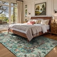thumbnail image 4 of Moynesa 6'x9' Bohemian Area Rug,6x9ft Large Boho Washable Bedroom Rug, Soft Non Slip Non-Shedding Kitchen Mat Indoor Office Carpet for Living Dining Playroom, Teal, 4 of 9