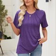 thumbnail image 5 of Sexy Dance Blouses for Women Short Sleeve Shirts Casual Dressy Summer Tops with Pleats Purple 3XL, 5 of 8