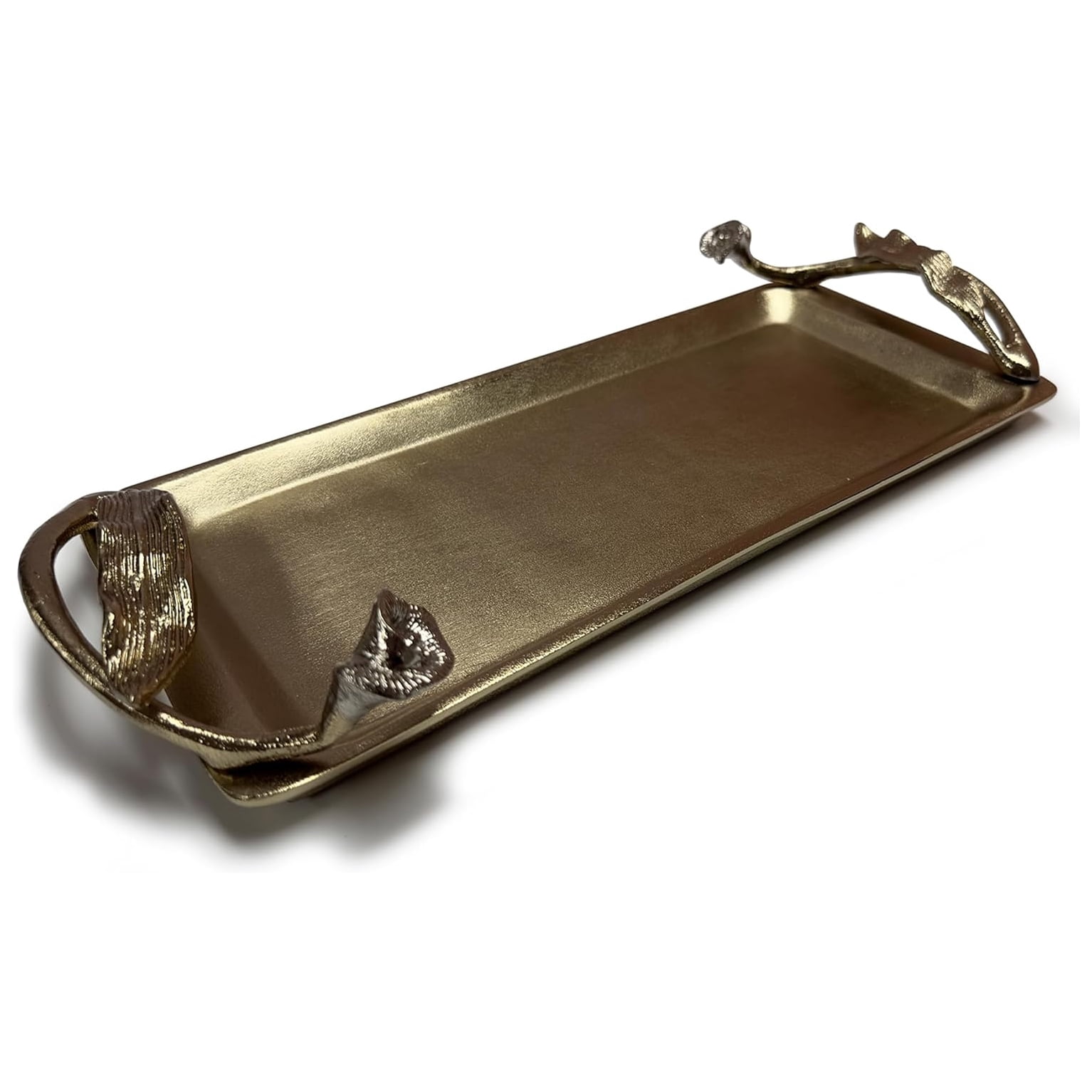 Metal Vanity Tray for Dresser Nightstand Makeup Perfume Skincare Organizer Decorative Gold Accessory Bathroom Sink Countertop Bedroom Table Decor
