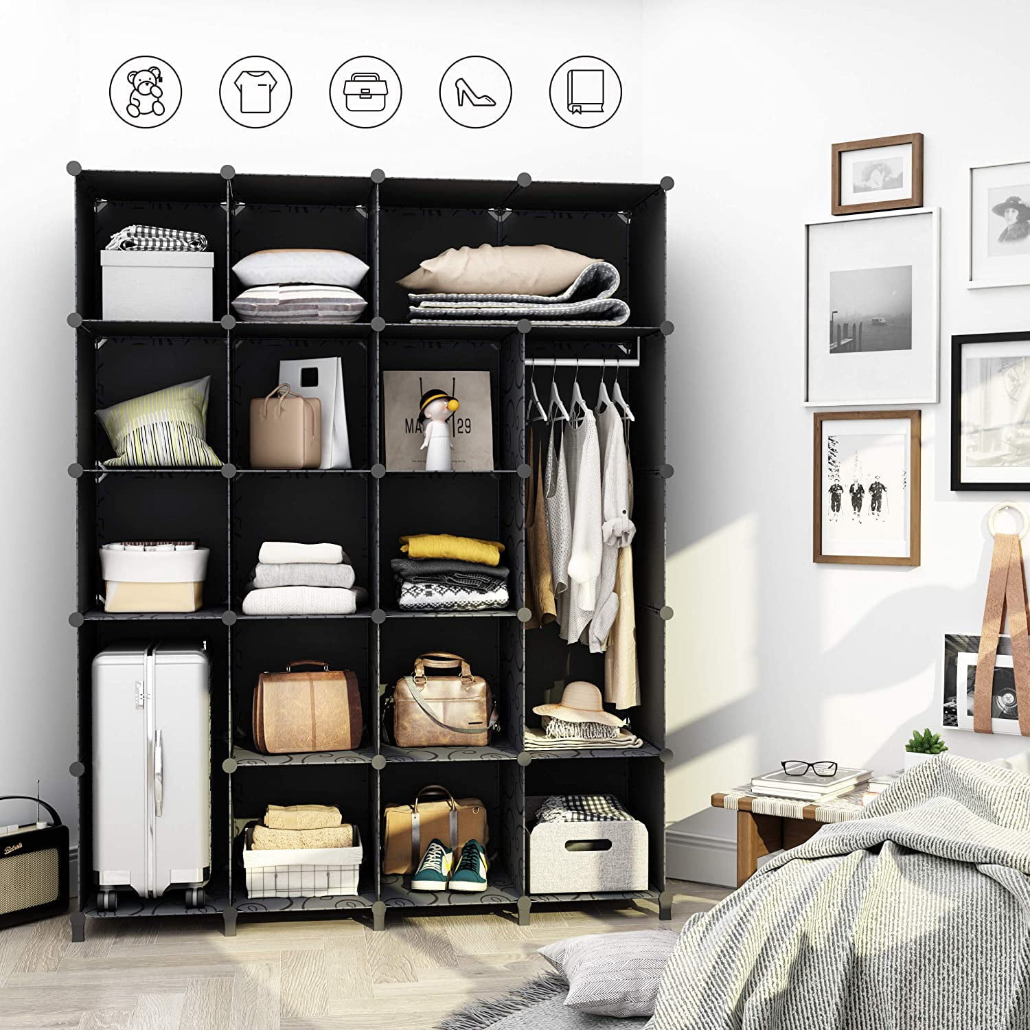 Private Jungle 14"x18" Depth 16 Cubes Organizer Shelves Clothes Dresser Closet Storage Organizer Cabinet Shelving Bookshelf Toy Organizer