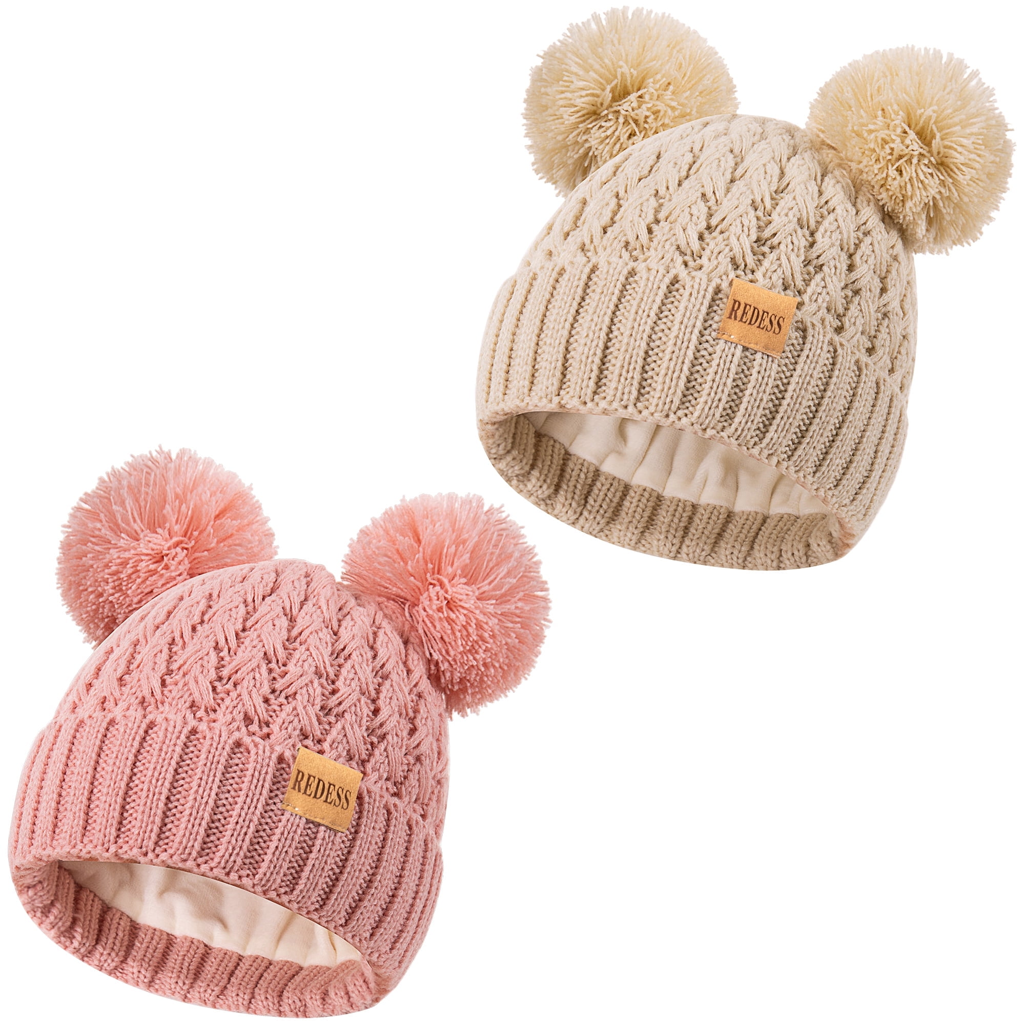 REDESS Toddler Winter Pom Pom Beanie, 2-Pack photo 1