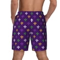 thumbnail image 2 of Lsque Mens Swim Trunks Purple Mardi Gras Pattern - Bathing Suit Compression Liner - Beach Swim Shorts Swimwear - (S-3XL) - Stretch Quick Dry -XX-Large, 2 of 9