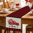 thumbnail image 5 of Valentine's Day Table Runner - 120 Inch Long Truck Loves Red Plaid Romantic Beige Cotton and Linen Blended Dress Scarves Farmhouse Table Runner for Kitchen Dining, Coffee Table, 13" x 120", 5 of 8