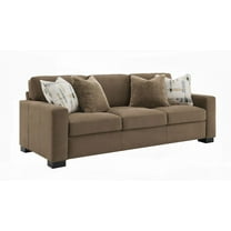Darya's Brown Suede Fabric Sofa - Wooden Inner Frame, Pocket Coil Seat & 4 Pillows