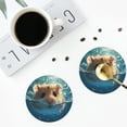 thumbnail image 4 of Lsque Cute Swimming Guinea Pig Pattern 4" Drink Coasters Set of 4, PVC Leather Absorbent Coasters, Table Coaster Set Decorative Coffee Cup Coasters Housewarming Gift -Round Shape, 4 of 6