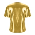 thumbnail image 5 of Miluxas Women's Short Sleeve T Shirts Metallic Shiny Top Casual Round Neck Party Disco Club Tees Gold XXL(XXL), 5 of 6