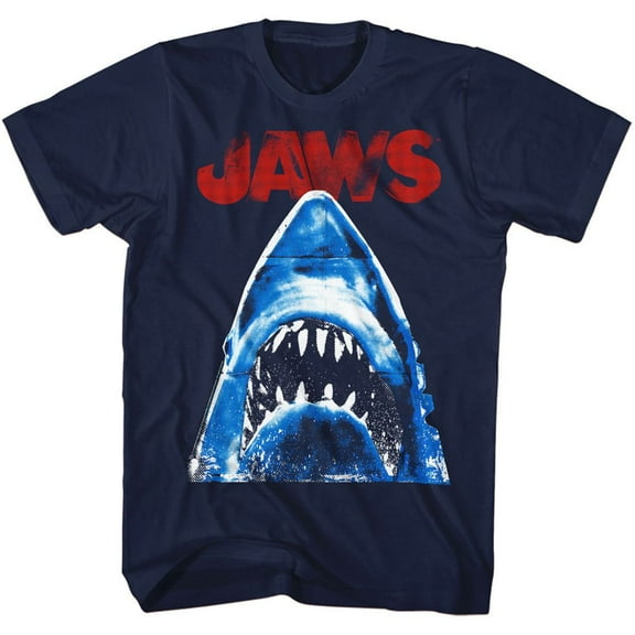 Jaws Halftone Navy Adult T-Shirt 6Xl