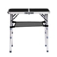 thumbnail image 3 of Hassch Black Foldable Camping Table with Storage Net Shelf, 3-Height Adjustable Aluminum Outdoor Side Table, 2ft Compact Picnic Table for Travel, Fishing, BBQ or Backyard, 3 of 10