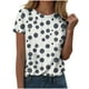 thumbnail image 1 of Camisetas Casuales de las Mujeres Estampadas Cuello Tripulado Manga Corta Superior, Ligera Mezcla de Poliéster Blusa de Moda, 1 of 4