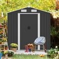 thumbnail image 2 of 6x4ft Shed Outdoor Storage, All-weather Metal Garden Shed W/Floor, Galvanized Steel Tool Storage Shed, Double Lockable Doors, Aluminum Frame, Gloves, 74''H, 2 of 9