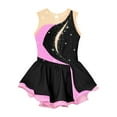 thumbnail image 3 of YONGHS Kids Girls Sleeveless Figure Ice Roller Skating Dress Sparkly Mesh Splice Ballet Leotard Tutu Dress Black 12, 3 of 5