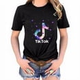 thumbnail image 4 of pitrice T-shirt pour Femme Imprimé, Haut Décontracté à Col Rond, Blouse à Manches Courtes, Noir, P, 4 of 4