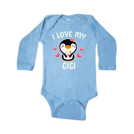 

Inktastic I Love My Gigi with Cute Penguin and Hearts Gift Baby Girl Long Sleeve Bodysuit