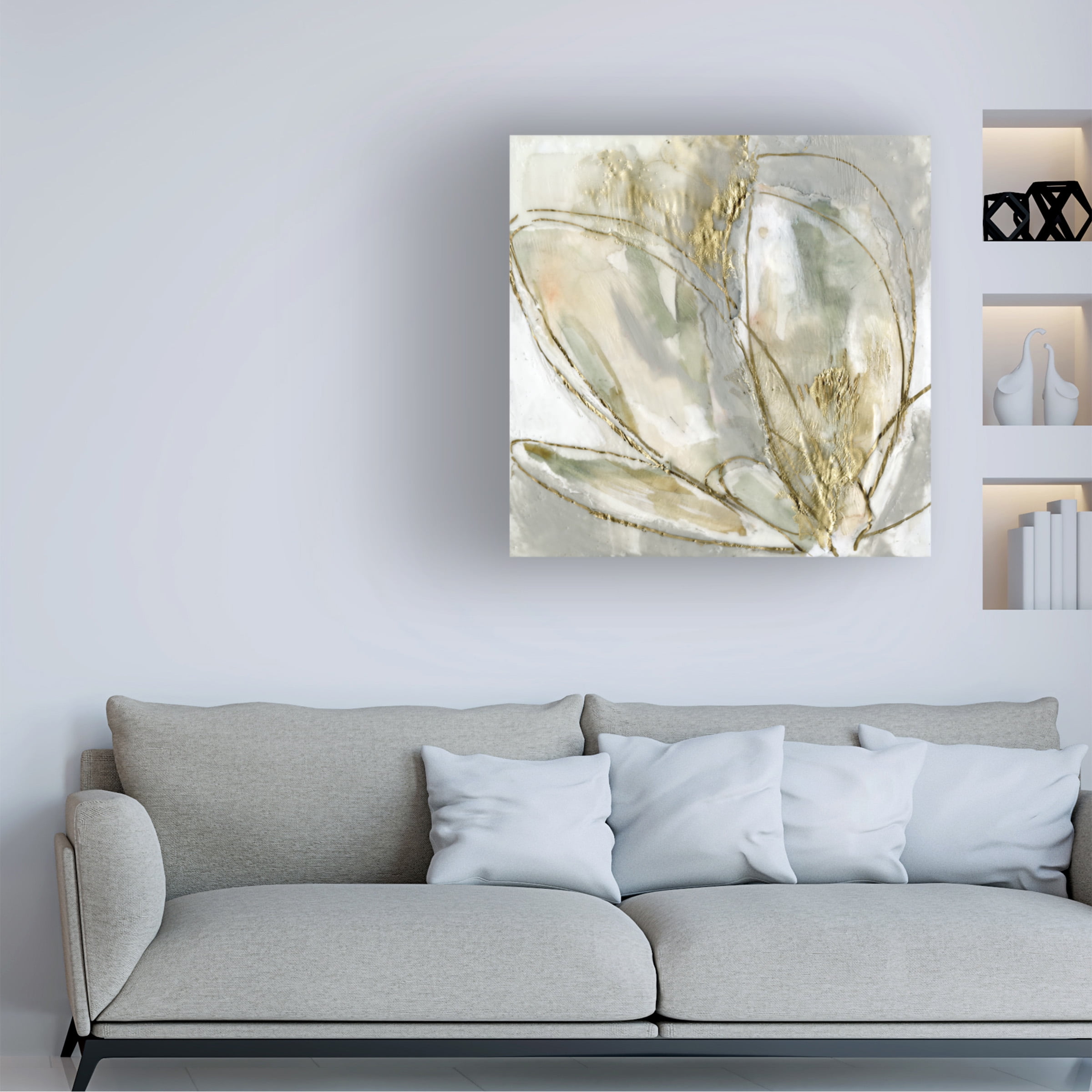 Trademark Fine Art Jennifer Goldberger Blooming Gold II Canvas Wall Art - 14x14