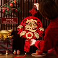 thumbnail image 1 of Tignapoo Lunar New Year Blessing Sign: Prosperity Red Flocking Wreath Hanging Decor, Traditional Spring Festival Ornament, Indoor Living Room Decoration【Fortune and Wealth Floral Style】, 1 of 4