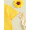 thumbnail image 6 of Bagilaanoe 2Pcs Toddler Baby Girls Overalls Dress Set Ribbed Short Sleeve Tops + Daisy Suspender Skirt 18M 24M 3T 4T 5T 6T Kids Casual Clothes, 6 of 9