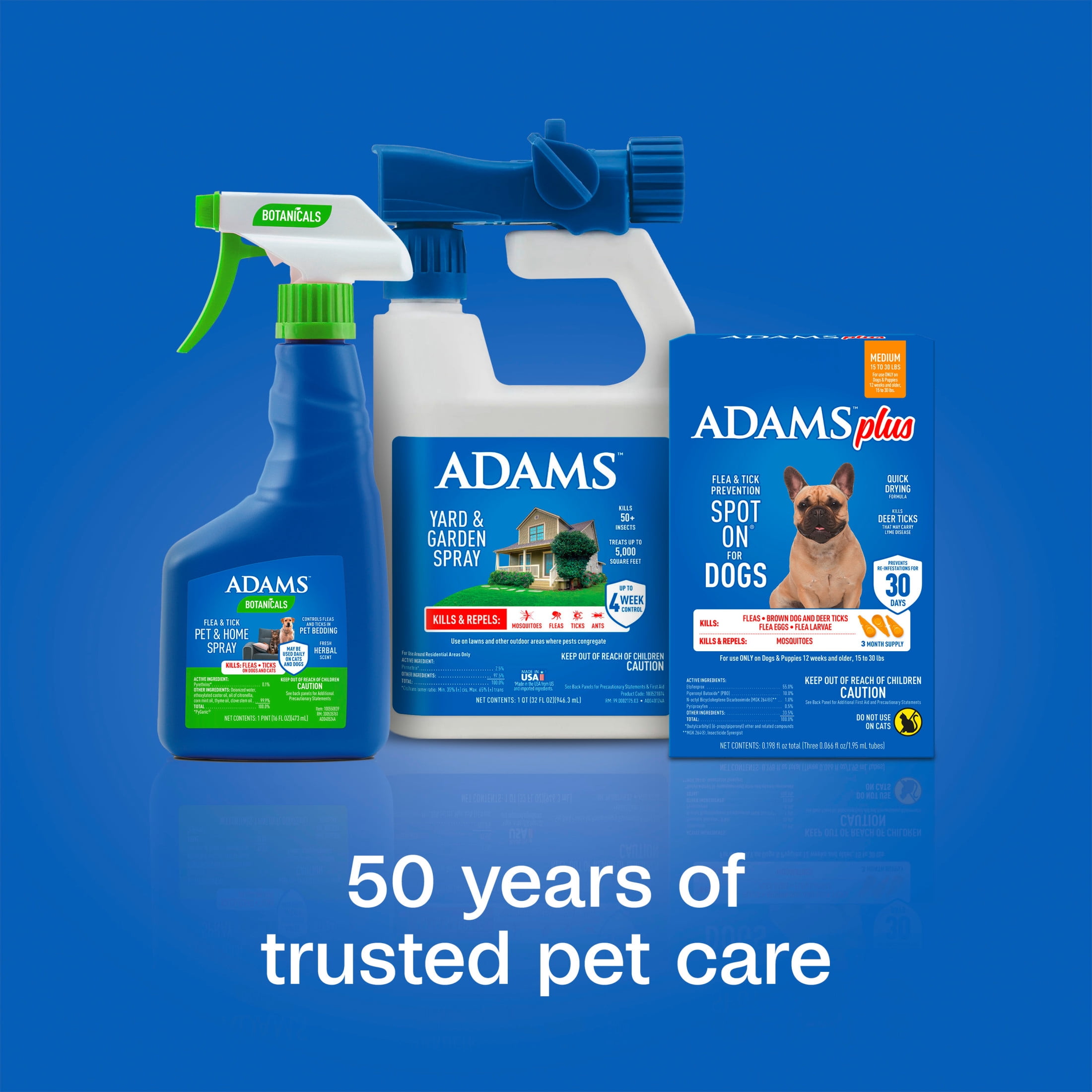 (3 pack) ADAMS Plus Flea & Tick Prevention Spot On for Dogs, Medium Dogs, Kills Fleas & Ticks (Brown Dog/Deer Ticks), Kills and Repels Mosquitoes, Prevents Flea Infestations, 3-Month Supply, 3 pack