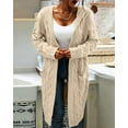 thumbnail image 3 of Sherrylily Women Cable Knit Cardigan Open Front Long Pocket Hooded Casual Outwear Sweater, 3 of 5
