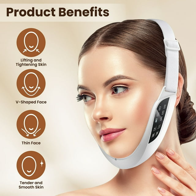 SUTENGDA Appareil de Beauté Microcourant EMS Relaxant pour Muscles du Visage, Lifting de la Ligne de Mâchoire, Réduction du Double Menton, Appareil de Beauté pour la Maison, Masseur Facial. Routine de Soins de la Peau à Domicile, Port de Levage de la Ligne de Mâchoire