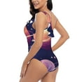 thumbnail image 4 of Uemuo Planet Pastel Galaxy Print Women's One Piece Swimsuit Asymmetrical Neck Bathing Suit One Shoulder Side Cutout Ruffle Swimwear-X-Large, 4 of 6