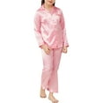 thumbnail image 5 of WIBACKER 3-14T Pajamas Set for Kid Baby Boy Girl Long Sleeve Button Down Silk Sleepwear Loungewear Set Gifts, 5 of 10