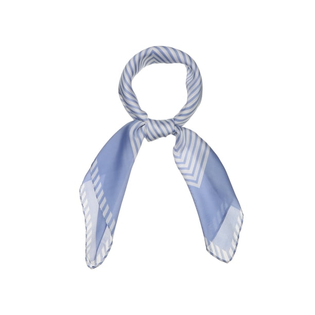 INSPIRAR CHIC 70cm Mujeres Bufandas Cuadradas de Rayas Pañuelo Bufanda Cuello Diadema 27.56*27.56'' Azul Claro