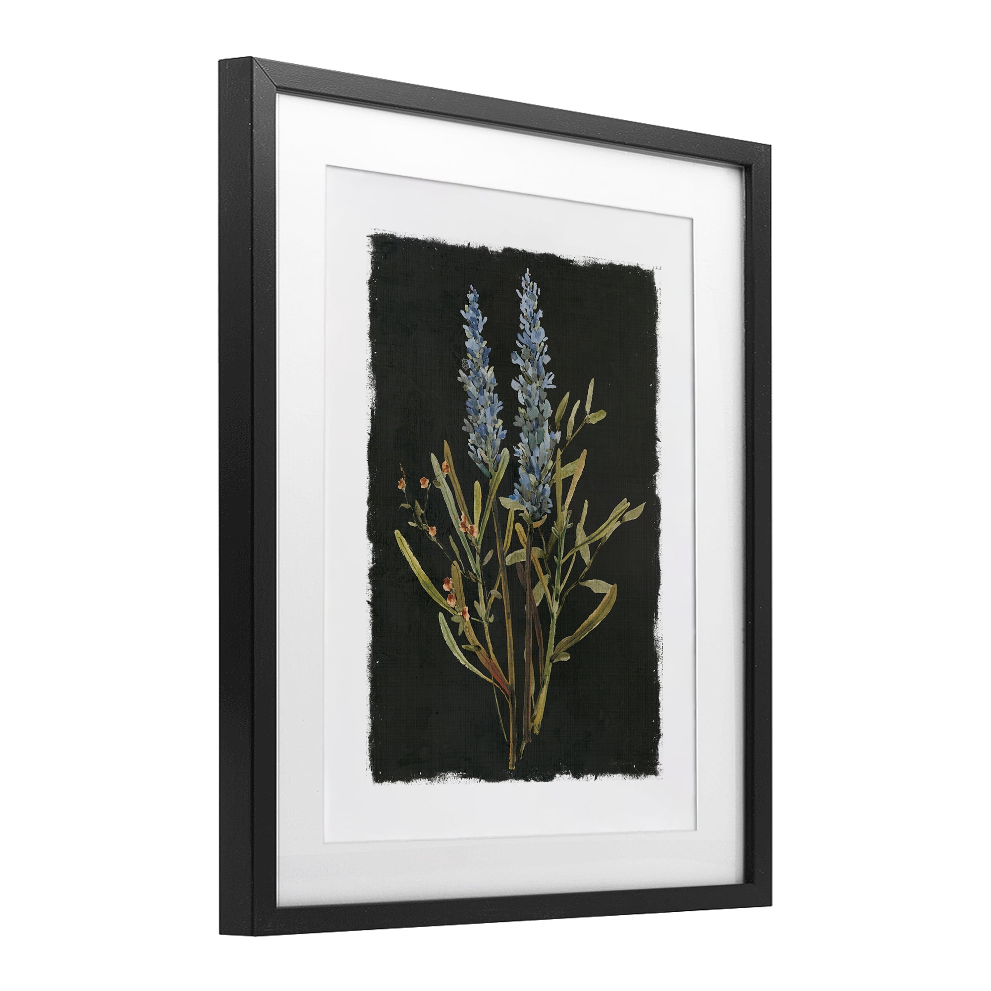 Stupell Industries Lavender Sprigs on Dark Background Black Framed Print Under Glass, design by Carol Robinson