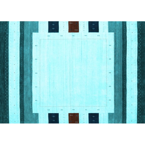 Ahgly Company Indoor Rectangle Solid Light Blue Modern Area Rugs, 7' x 10'