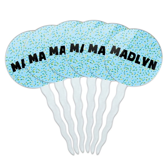 Madlyn Cupcake Picks Toppers - Set of 6 - Blue Speckles