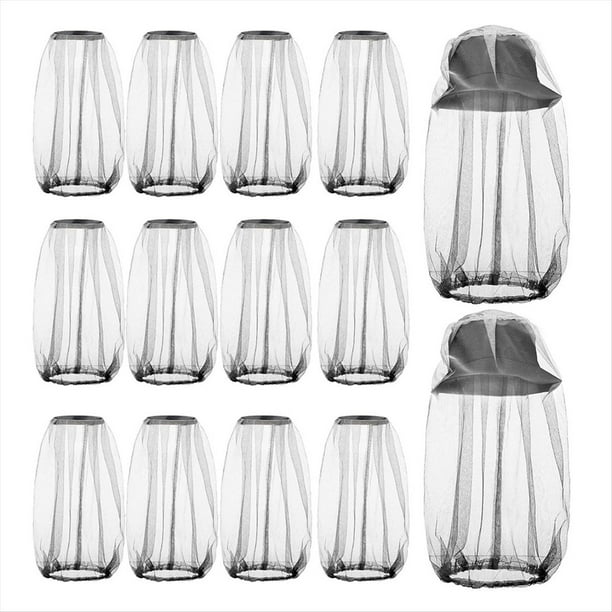 12 Piezas de Mosquiteras de para la Cabeza, Capucha Protectora para , Sombrero de Pesca con Red para Hombres y Mujeres (Gris)