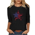 thumbnail image 2 of Fiudx Ropa de Mujer Blusa Holgada con Estampado Del Día de La Independencia, Manga Tres Cuartos, Cuello Redondo, Informal, para Mujer, 2 of 4