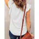 thumbnail image 3 of Blusa de verano para mujer Ticfox cuello en V Manga casquillo fluida color puro blanco S, 3 of 4