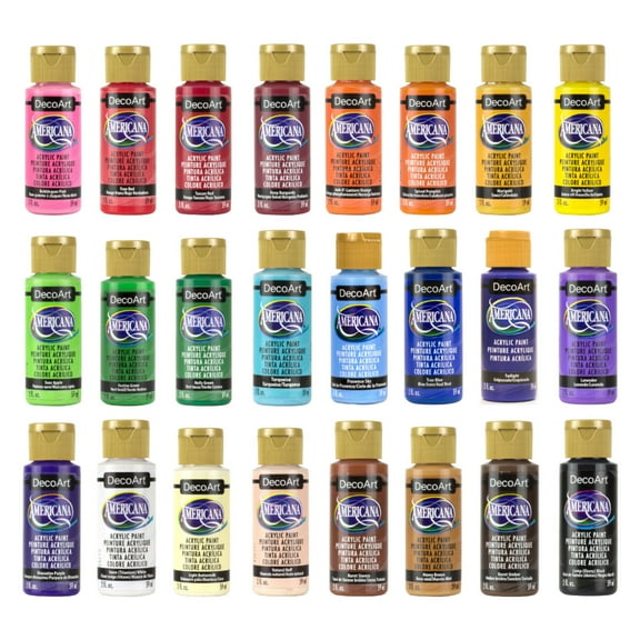 DecoArt Americana Premium Acrylics Paint – Starter Set of 24 Colors, 2 fl oz Bottles