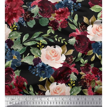 Soimoi Cotton Poplin Fabric - 56 Inch Wide Floral Print Fabric By The Yard