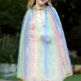 thumbnail image 2 of RUINIXCW Toddler Girls Fairy Princess Costume Kids Princess Cape Tulle Capes Costume Tie-up Sparkling Sequins Cloak Halloween Stage Dress Up Clothes, 2 of 6