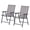 Gray, variant on Stackable Outdoor Sling Patio Dining Chairs Set of 2, Folding Lawn Chairs for Camping Beach with Armrests, Metal Frame, No Assembly, Gray