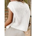 thumbnail image 4 of Women's Knit Loose Fit Crop American Flag Cap Sleeve Tops Crew Sweater for Daily Wear White S, 4 of 8