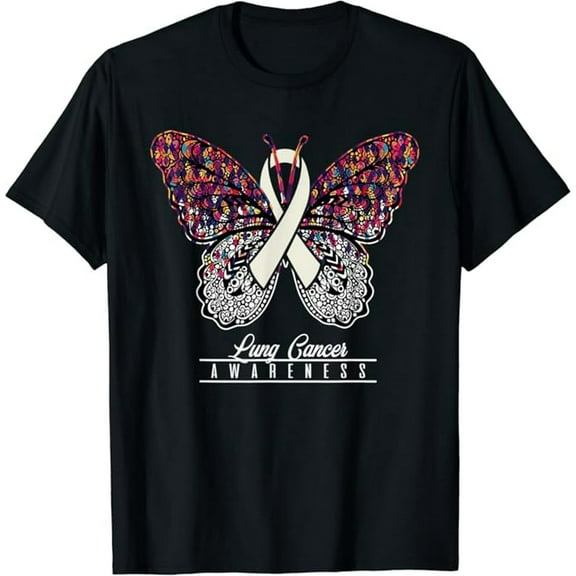 Lung Cancer Awareness Shirt Butterfly Lovers Gifts T-Shirt