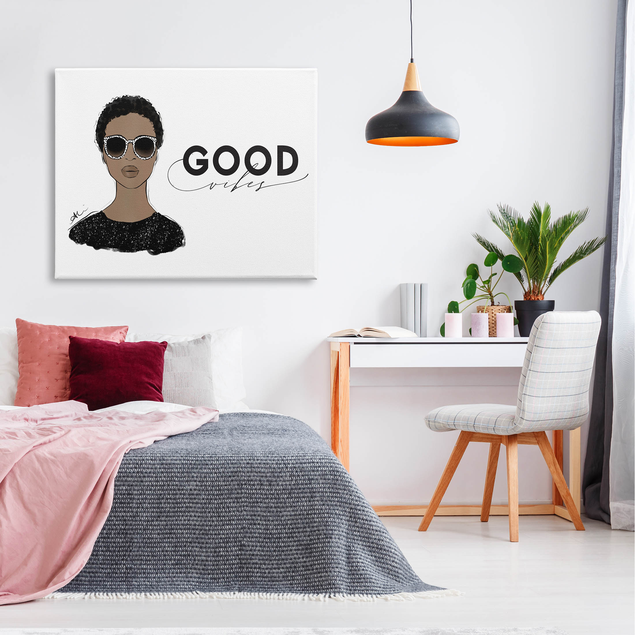 Stupell Industries Good Vibes Glam Portrait Graphic Art Gallery Wrapped Canvas Print Wall Art, Design by Alison Petrie