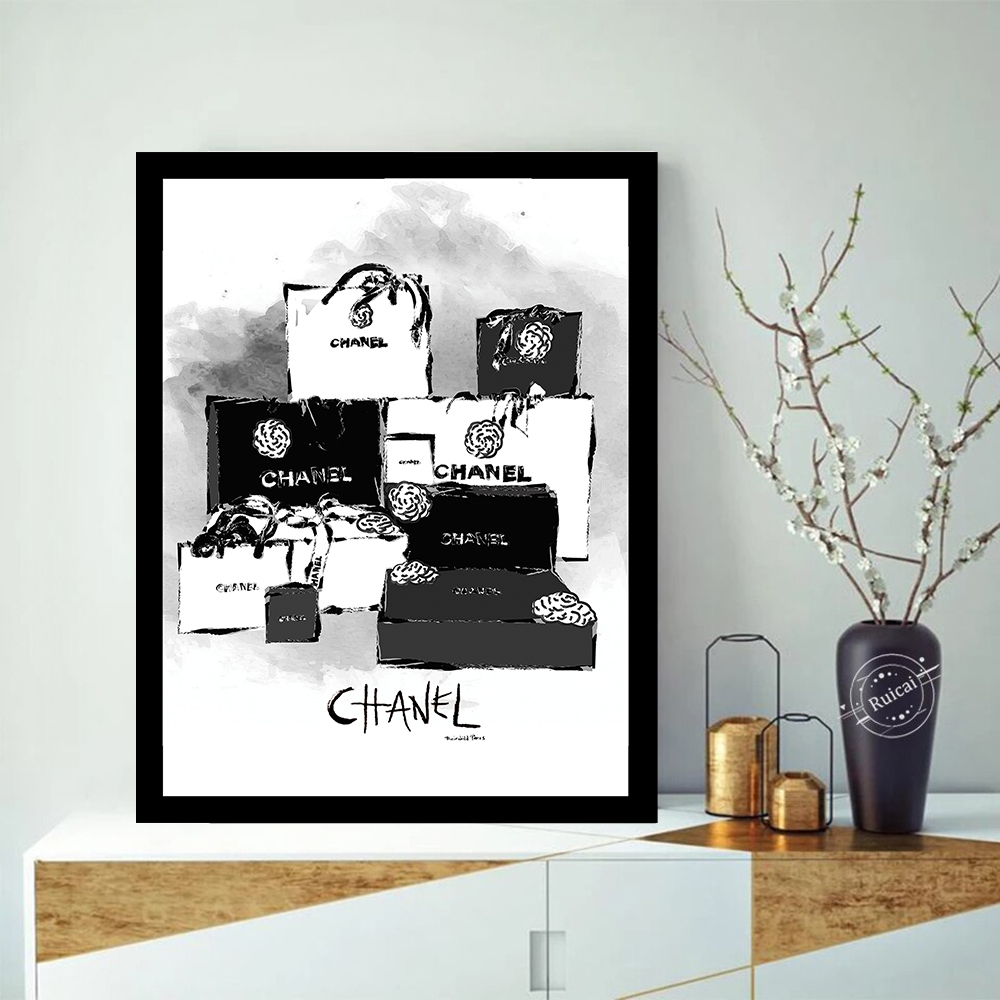 Fashion Glam Shopping Bags Framed Print