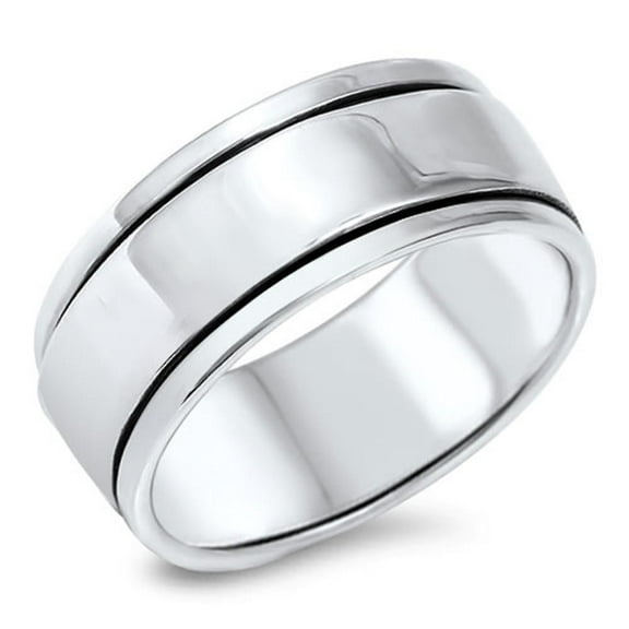 Spinner High Polish Men's Wedding Ring .925 Sterling Silver Band Jewelry Female Male Unisex Size 8