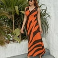 thumbnail image 6 of Wild Tiger Stripe Pattern Womens Night Club Maxi Dress V Neck Sleeveless Bohemia Long Dresses, 6 of 9