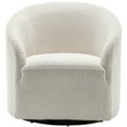 thumbnail image 4 of 32" Wide Modern Boucle Swivel Barrel Chair, No Assembly Round Upholstered Swivel Accent Armchair for Living Room, Bedroom, Office (White), 4 of 11